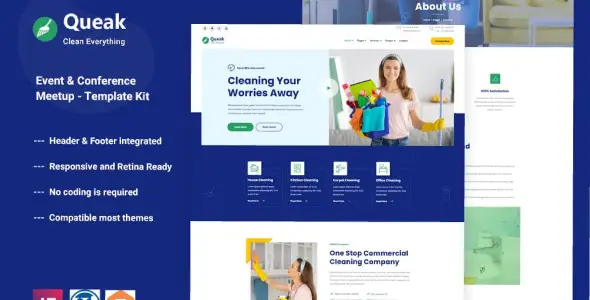Queak – Cleaning Service Elementor Template Kit